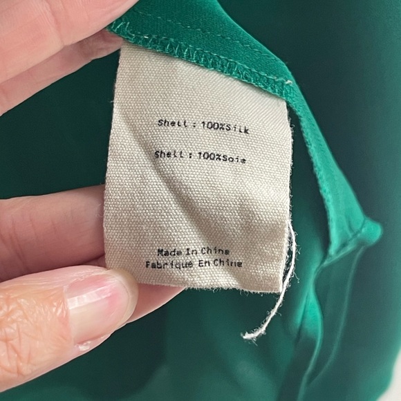 L’Agence Dani 100% Silk Button Down Shirt in Kelly Green Women's Top Size XS - Picture 6 of 8